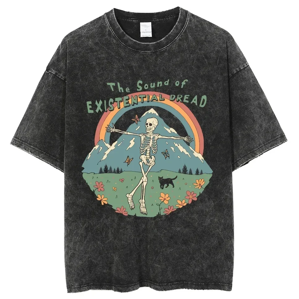 Chainsaw Tits Anime Y2K Men Women Women Unisex Harajuku Vintage Washed T-Shirt Ropa Hombre Streetwear Retro Cotton T Shirts