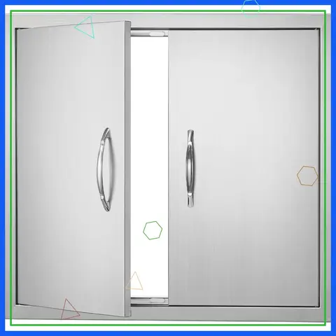 Outdoor Kitchen BBQ Access Door 26x24 Inch Stainless Steel Flush Mount Double Door for Grill Island Cabinet Silver