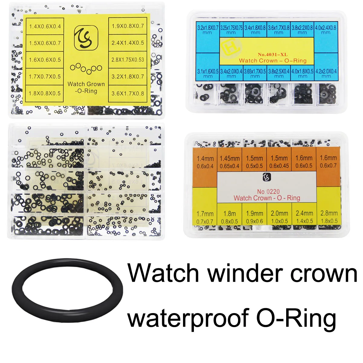 Watch Crown Waterproof O-Ring 1.4-4.2mm Rubber Button Winder Crown Sealing Ring Anti Dust O-Rings Watch Repair Tool Accessories