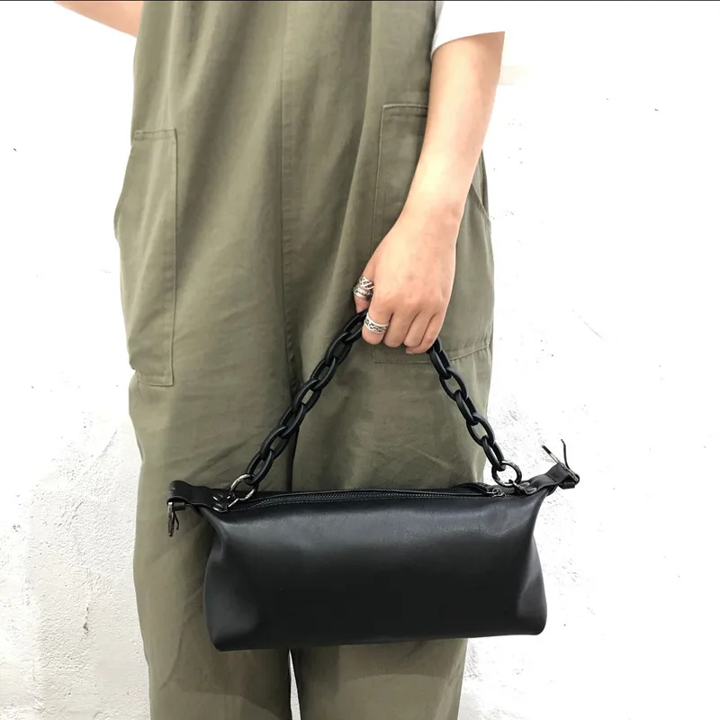 Genuine leather handcrafted top-grain cowhide single-shoulder bag crossbody underarm bag chain handbag women style 2025 new