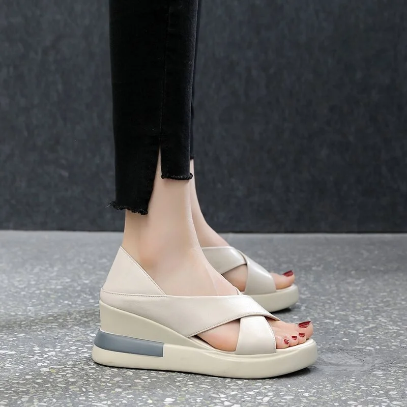 2023New Open Toe Fashion Women\'s Sandals Summer  Plus Size Elegant Sandals Woman Wedge Buckle Footwear Shoes For Women Female