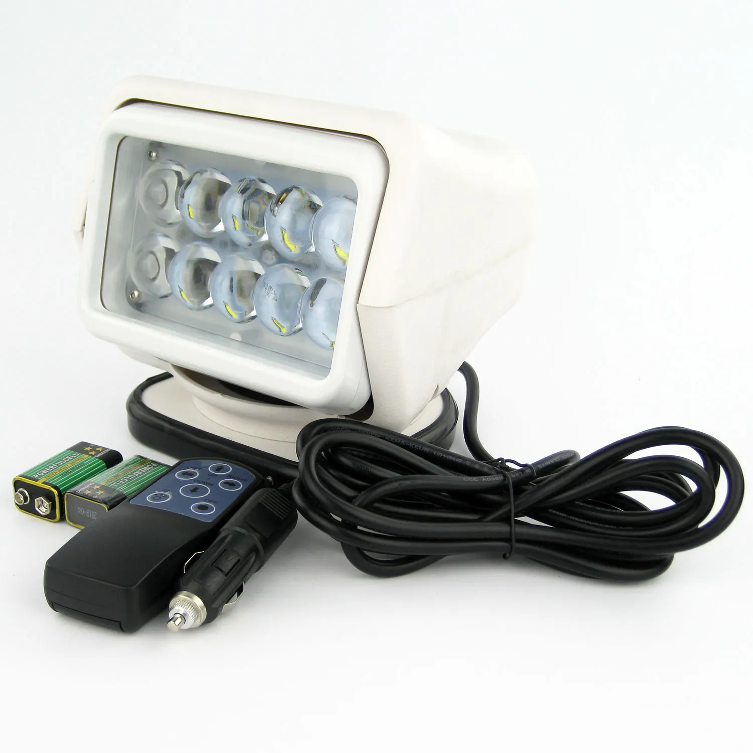 12V/24V 50W LED Spot Light with Wireless Remote Control for Boat, Truck, Car, Marine Searchlight
