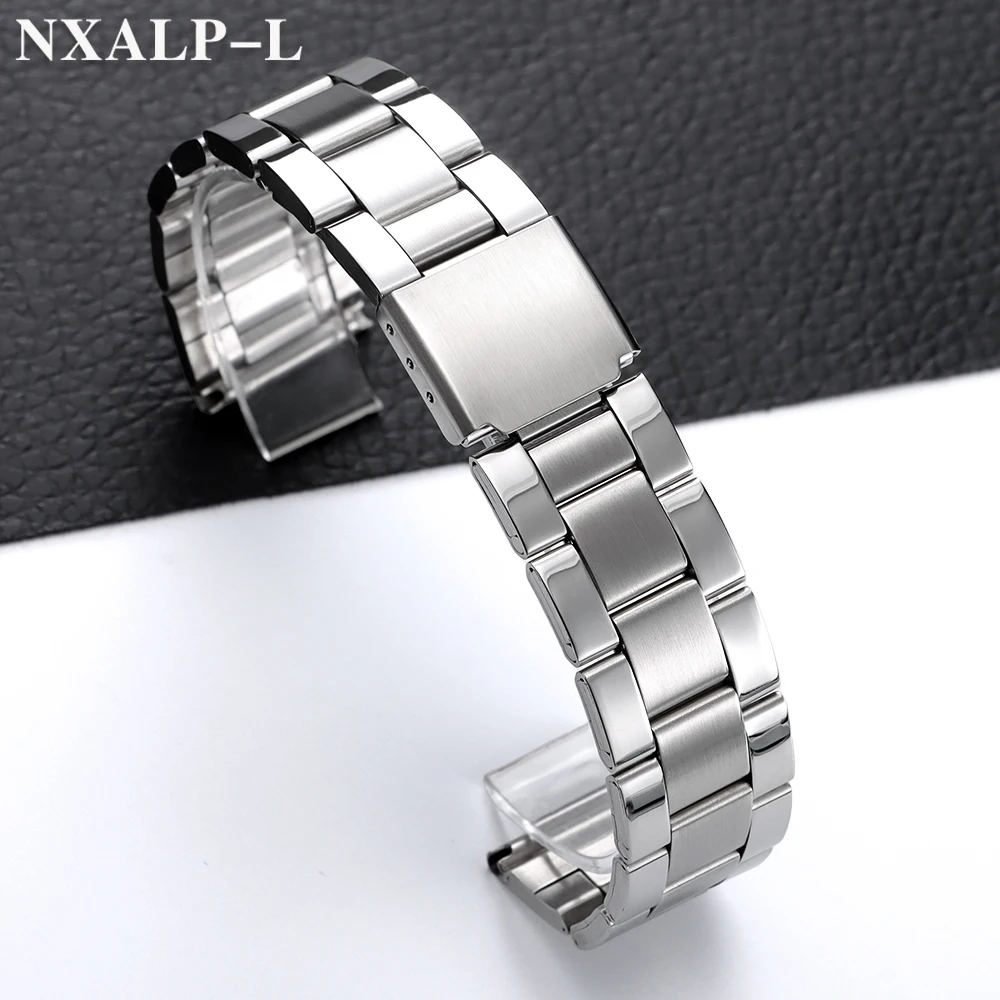 الفولاذ المقاوم للصدأ حزام الساعات 14 مللي متر 16 مللي متر 20 مللي متر 22 مللي متر النساء الرجال العالمي سوار معدني ل Seiko ل أوميغا معصمه للطي مشبك