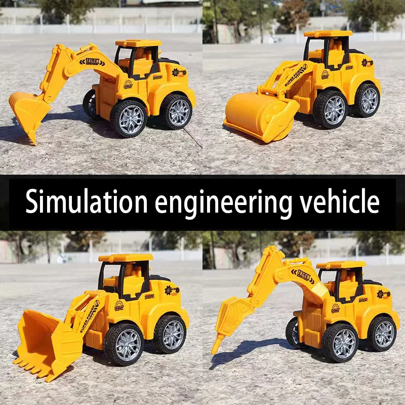 1pcs Inertial Car, Engineering Car, Road Drilling Machine, Road Excavator, Bulldozer Excavator Model Car