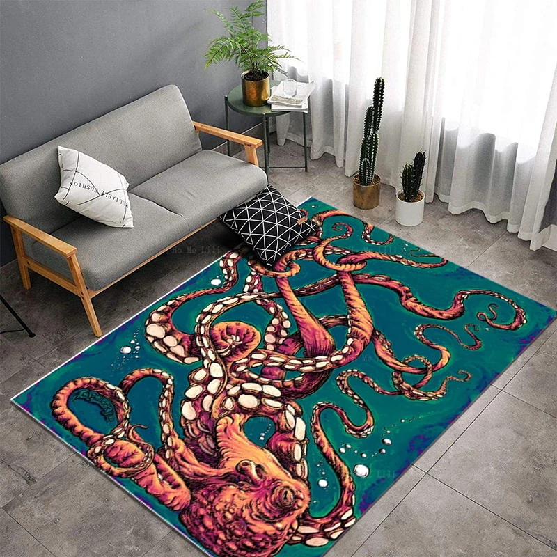 

The Octopus Monster On The Bottom Of The Sea It Flutters Its Tentacles Non Slip Flannel Floor Rugs By Ho Me Lili