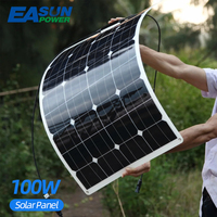 EASUN POWER 12v Flexible Solar Panel 100W Waterproof Outdoor Hike Camping Portable Cells Monocrystalline Placa Solar EU Shipping