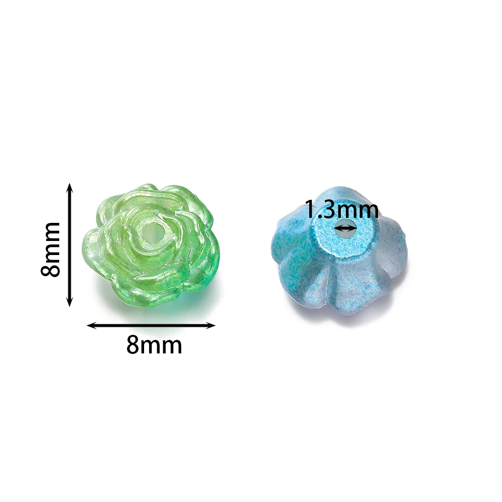 100pcs 8×8mm Gradient Acrylic Flower Bead Two-color Spacer Beads for DIY Bracelets Earring Necklaces Jewelry Making Findings