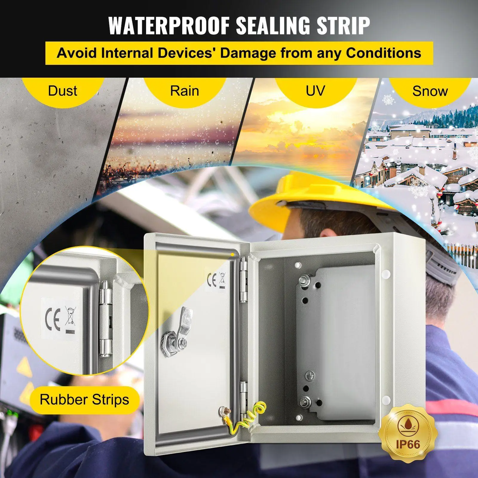 Boîtier en acier industriel 10x8x6 pouces, boîtier électrique résistant aux intempéries IP66 NEMA 4X avec plaque de montage amovible