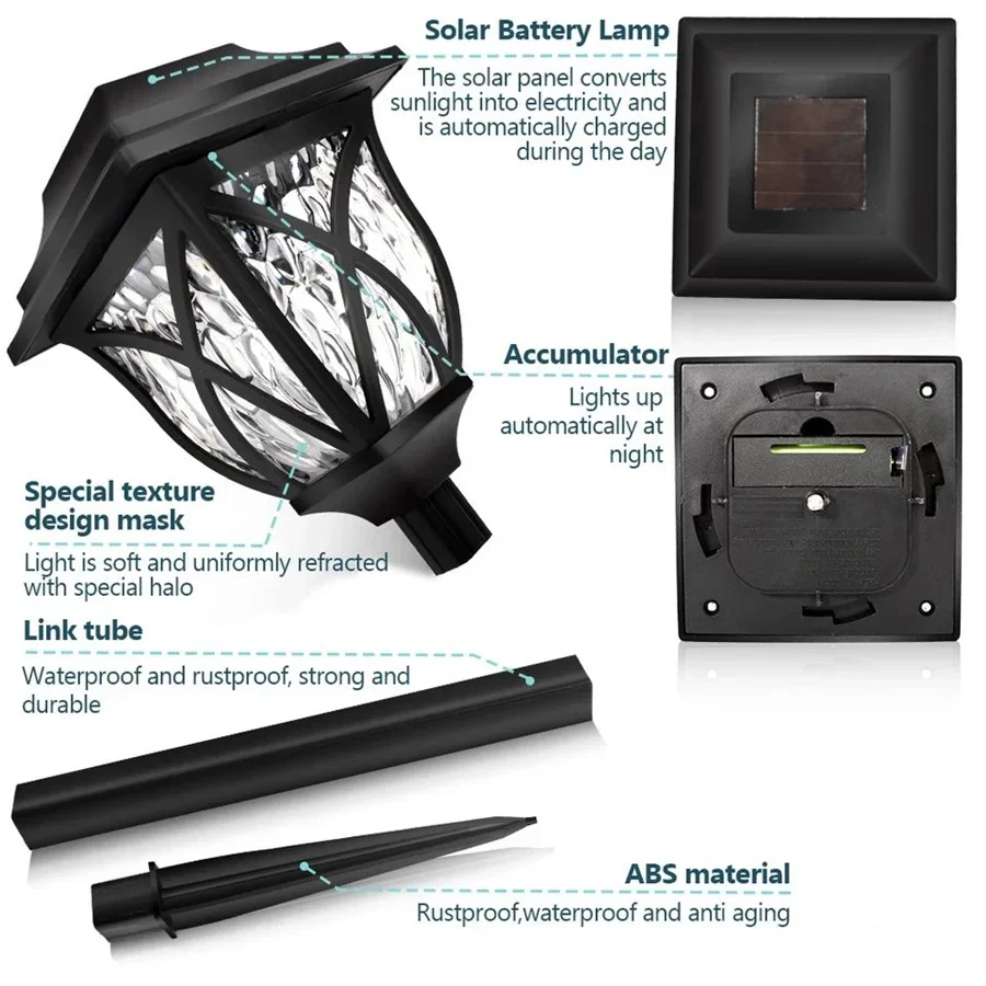 2 sztuk/partia światła solarne LED do ogrodu wodoodporne krajobrazowe lampy trawnikowe do parku ścieżka chodnik dekoracja Patio oświetlenie zewnętrzne