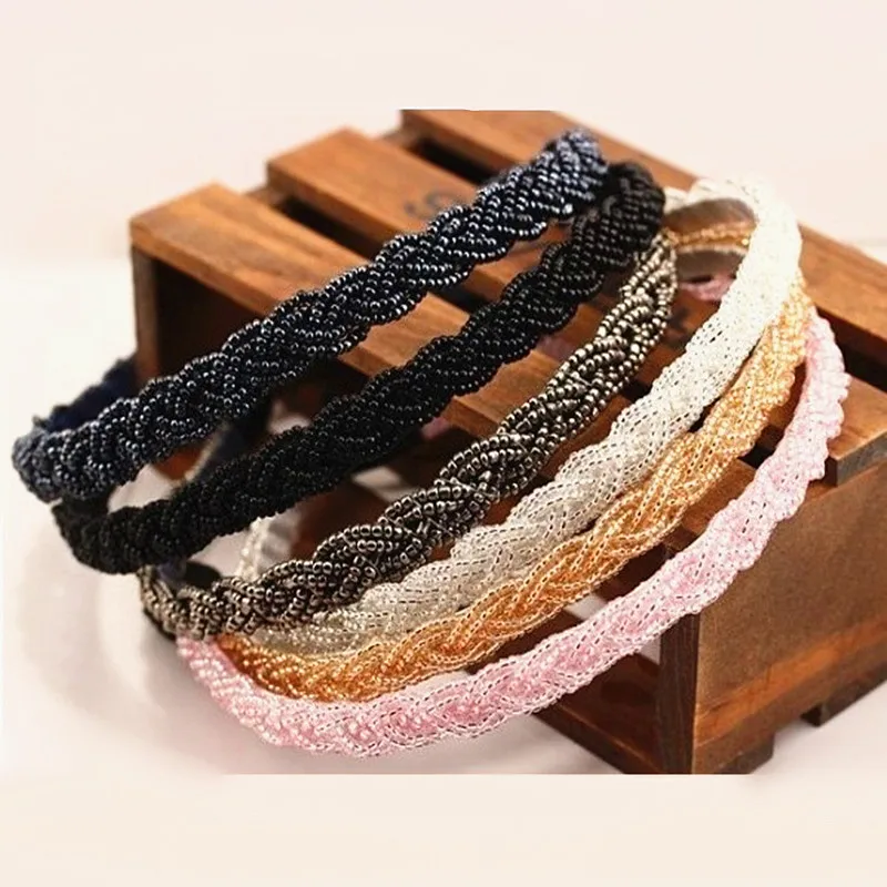 Diademas de cristal de moda, joyería para la cabeza, diadema con cuentas de arroz preparada a mano Noble, bandas para el cabello
