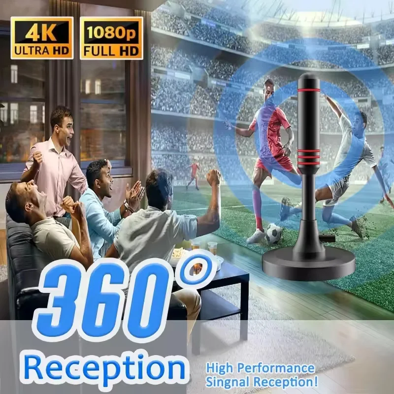 

2025 Newest TV Antenna with Strong Magnetic Base 360° Long Range Reception TV Antenna Indoor TV Antenna for TV Local Channels