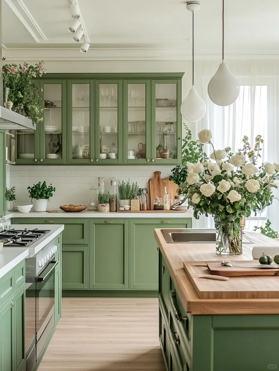 Green solid wood cabinet