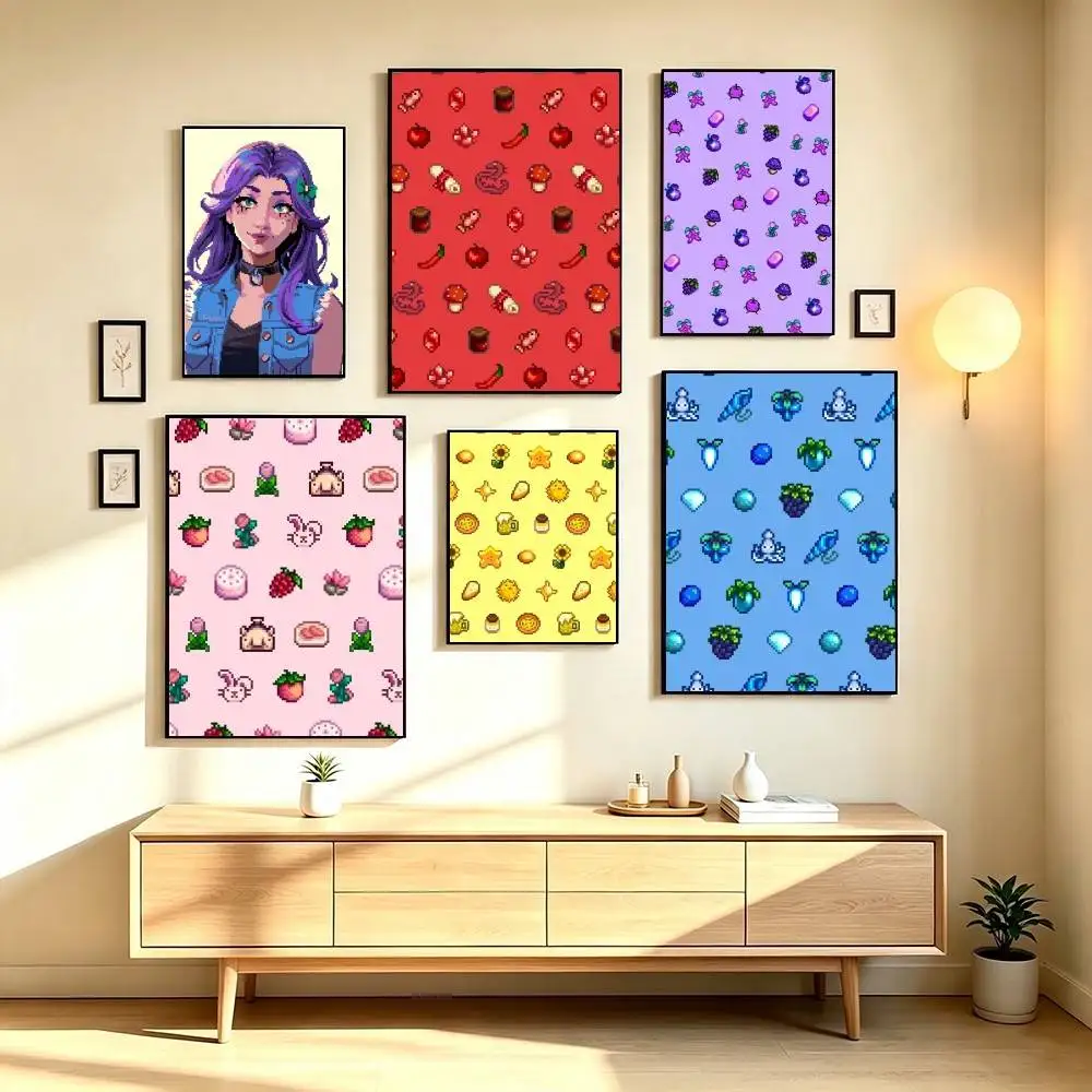 S-Stardew Valley Simulation Game Poster Waterproof Wall Art Sticker For Bar Living Room Vintage Decor High Quality Print Gift