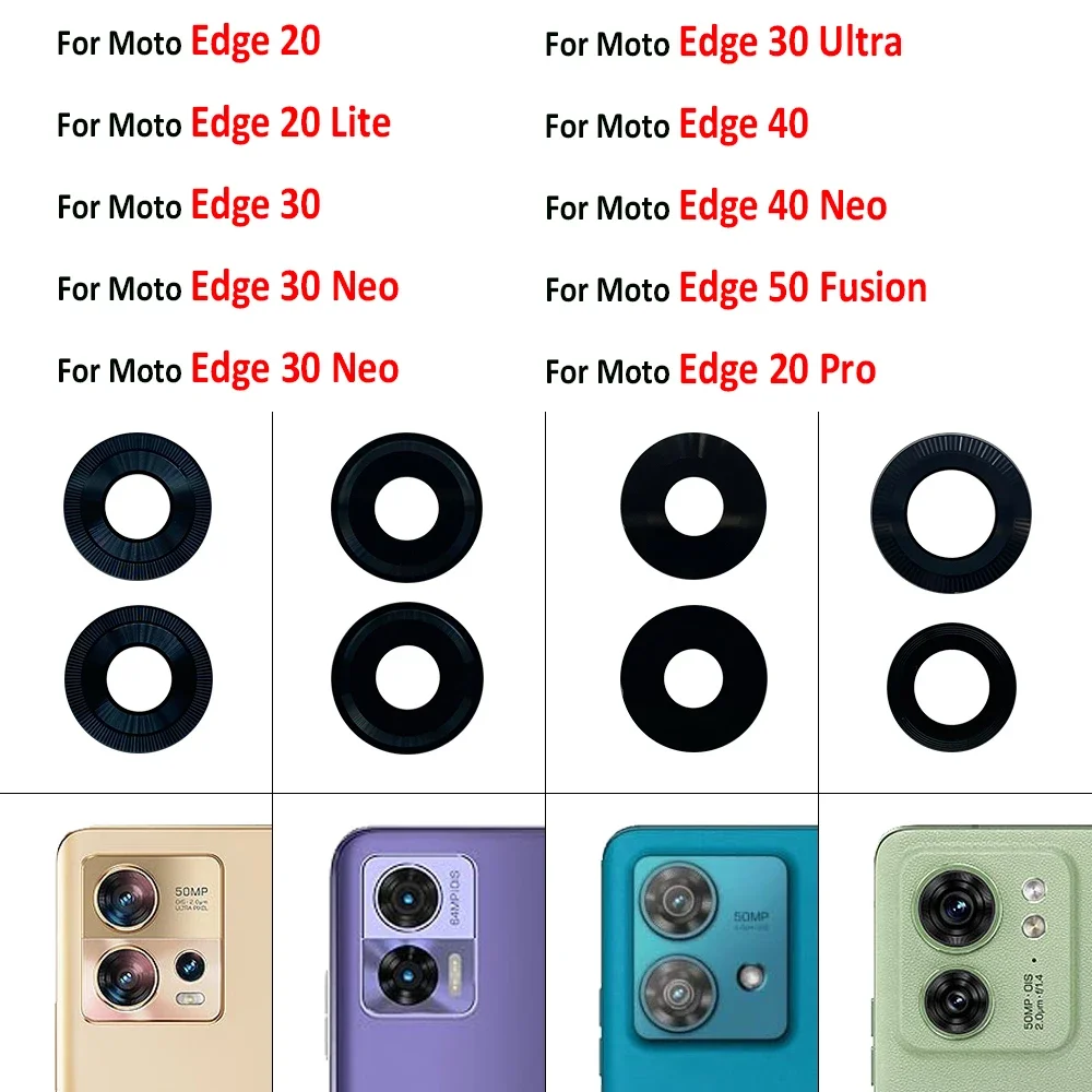 80Pcs, Back Rear Camera Glass Lens with Sticker Replacement For Moto Edge 20 Lite 30 Pro 40 Neo 50 Fusion 30 60 Ultra Edge Plus