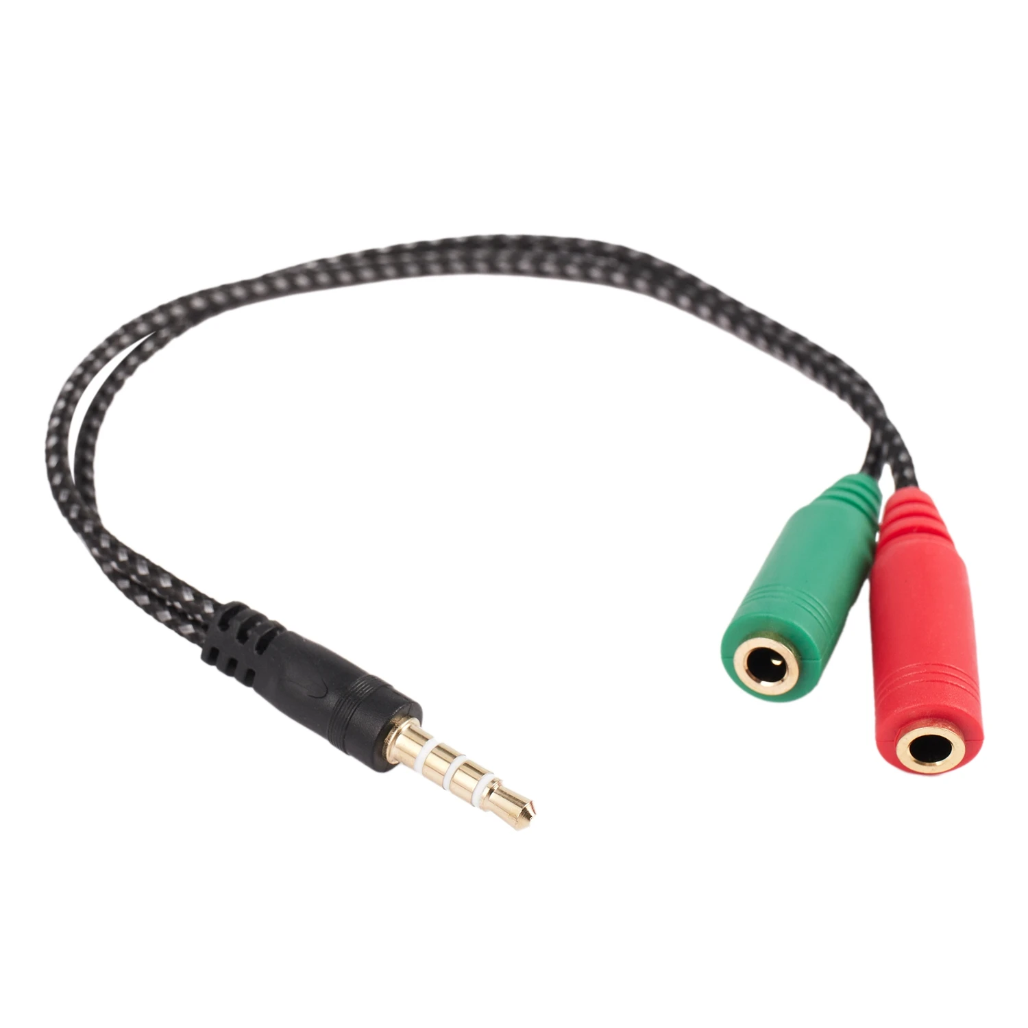 1 Pcs Cable Adapter 2 In 1 Splitter 4 Pole 3.5mm Audio Earphone Headset to 2 Female Jack Headphone Mic Audio Cable 3 pole for PC