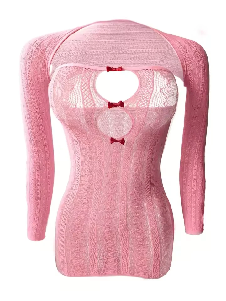 

Western Striped Heart Bowknot Fishnet Sexy For Women Female Hot Caliente Lingerie Underwear Seductive Erotic Dress