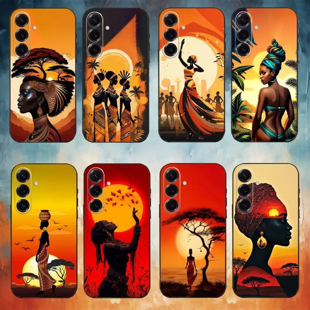 Afrikaanse kunst telefoonhoesje voor Samsung Galaxy A73,A72,A71,A70,A53,A52,A51,anderen zachte zwarte schaal