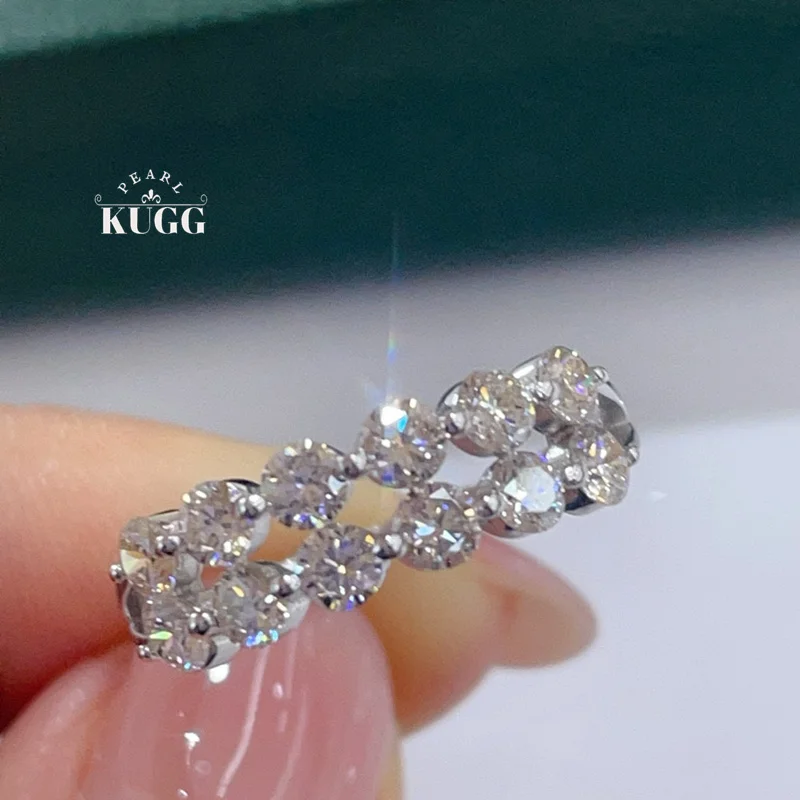 

KUGG 100% 18K White Gold Rings Women Luxury Shiny Design 1.0carat Real Natural Diamond Engagement Ring High Party Jewelry