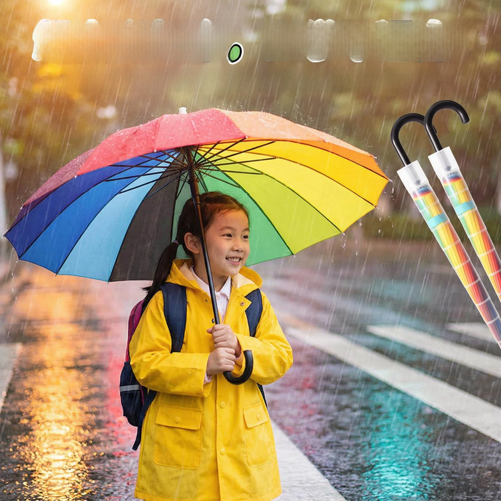 

Утолщенный зонт с длинной ручкой для детей и школьников, усиленный, водонепроницаемый, с радужным покрытием