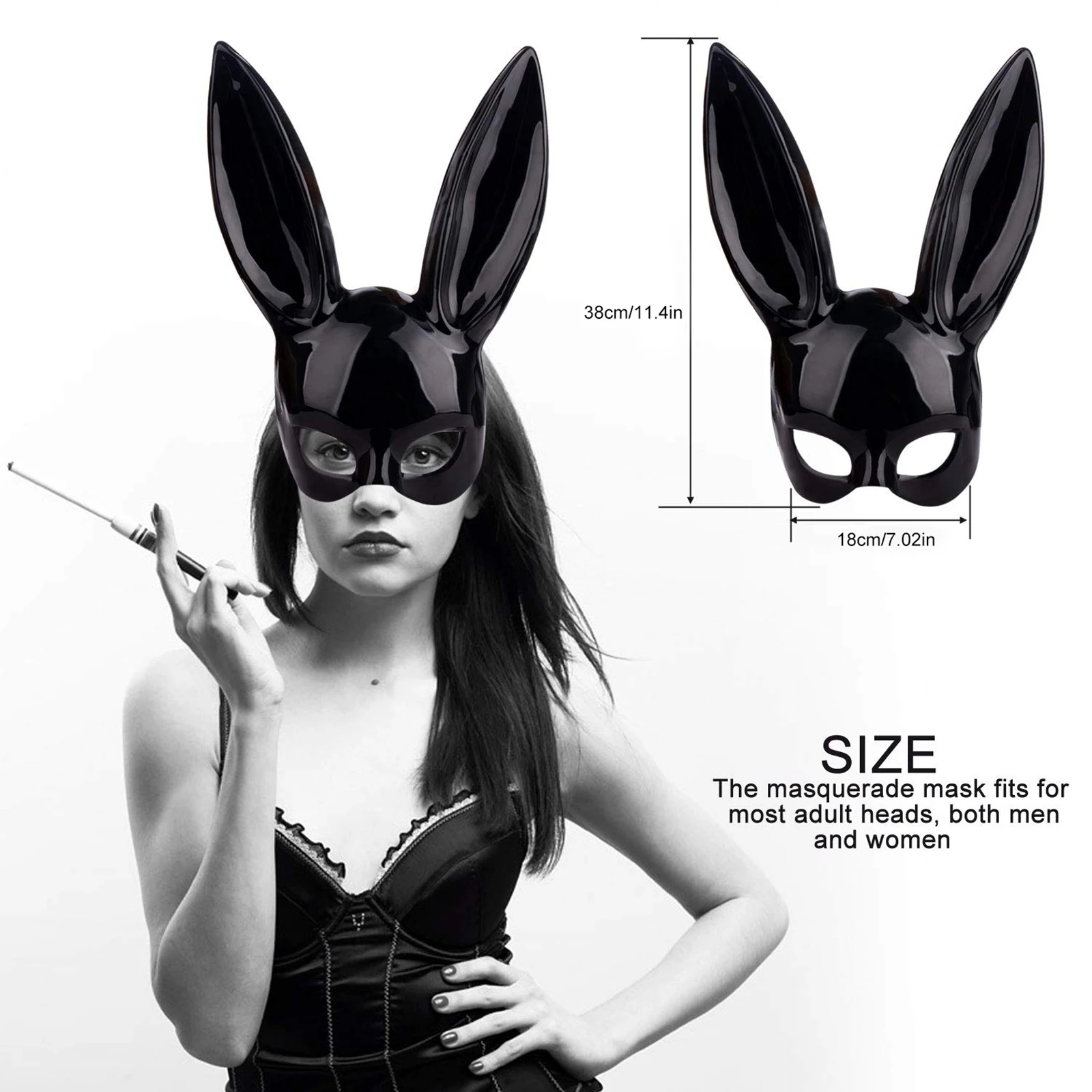 

Black Bunny Ear Rabbit Mask Cosplay Mask Party Props for Birthday Easter Costume