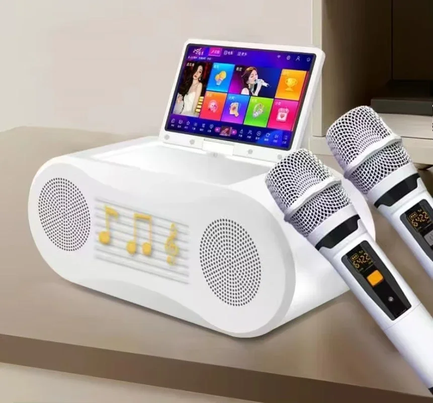 Portable Professional WiFi Karaoke Machine with Touch Screen KTV Partybox System 2 Wireless Metal Microphones for Family Parties