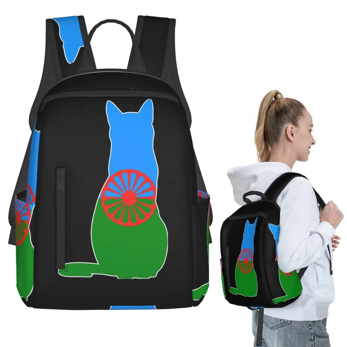 ロマニージプシー旗バックパック学生ブックバッグ子供スクールバッグコンピュータショルダーバッグ男の子女の子