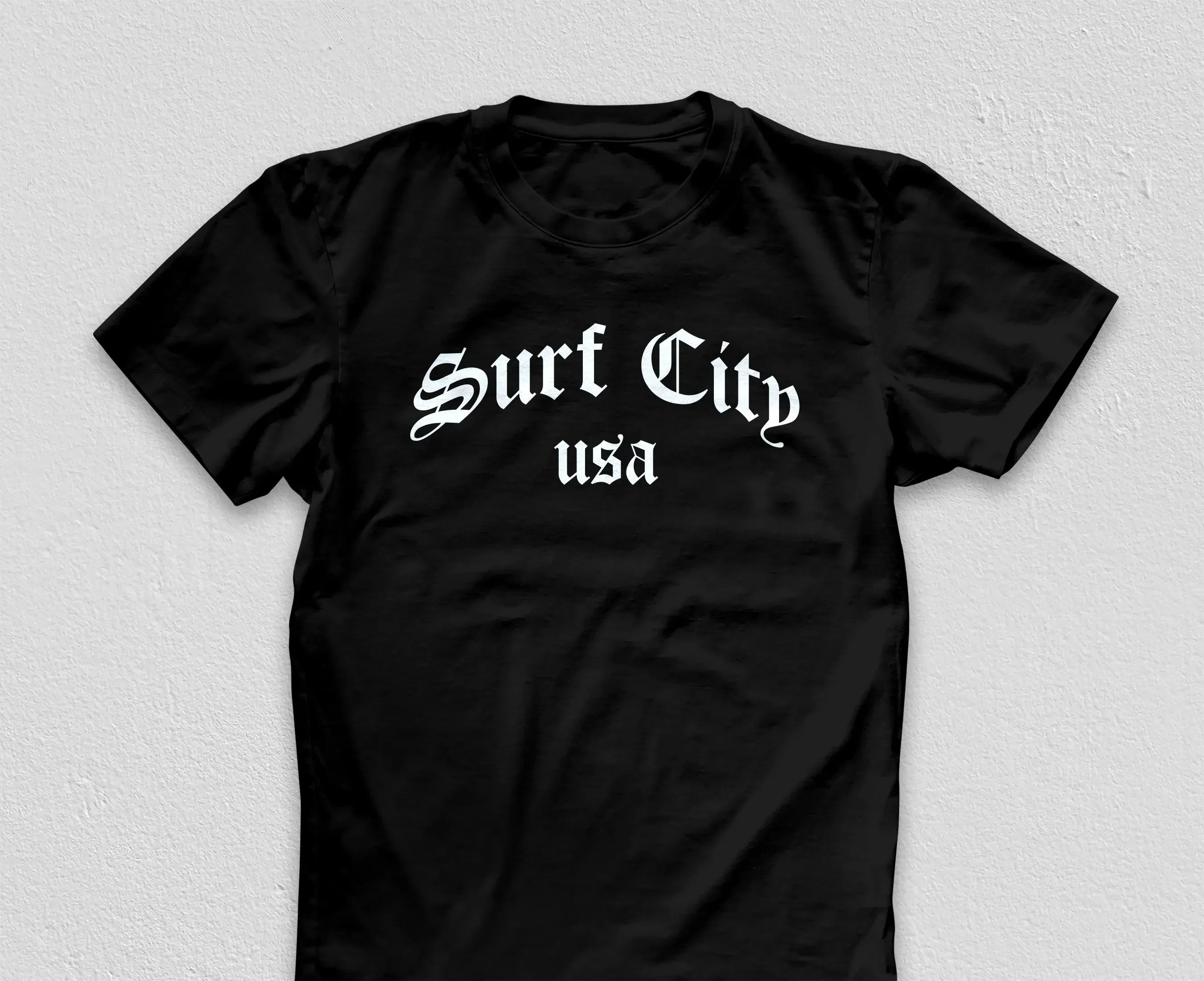 Surf City Usa Huntington Beach California Olde English T Shirt Orange County Multiple Colors Soft Cotton Comfortable