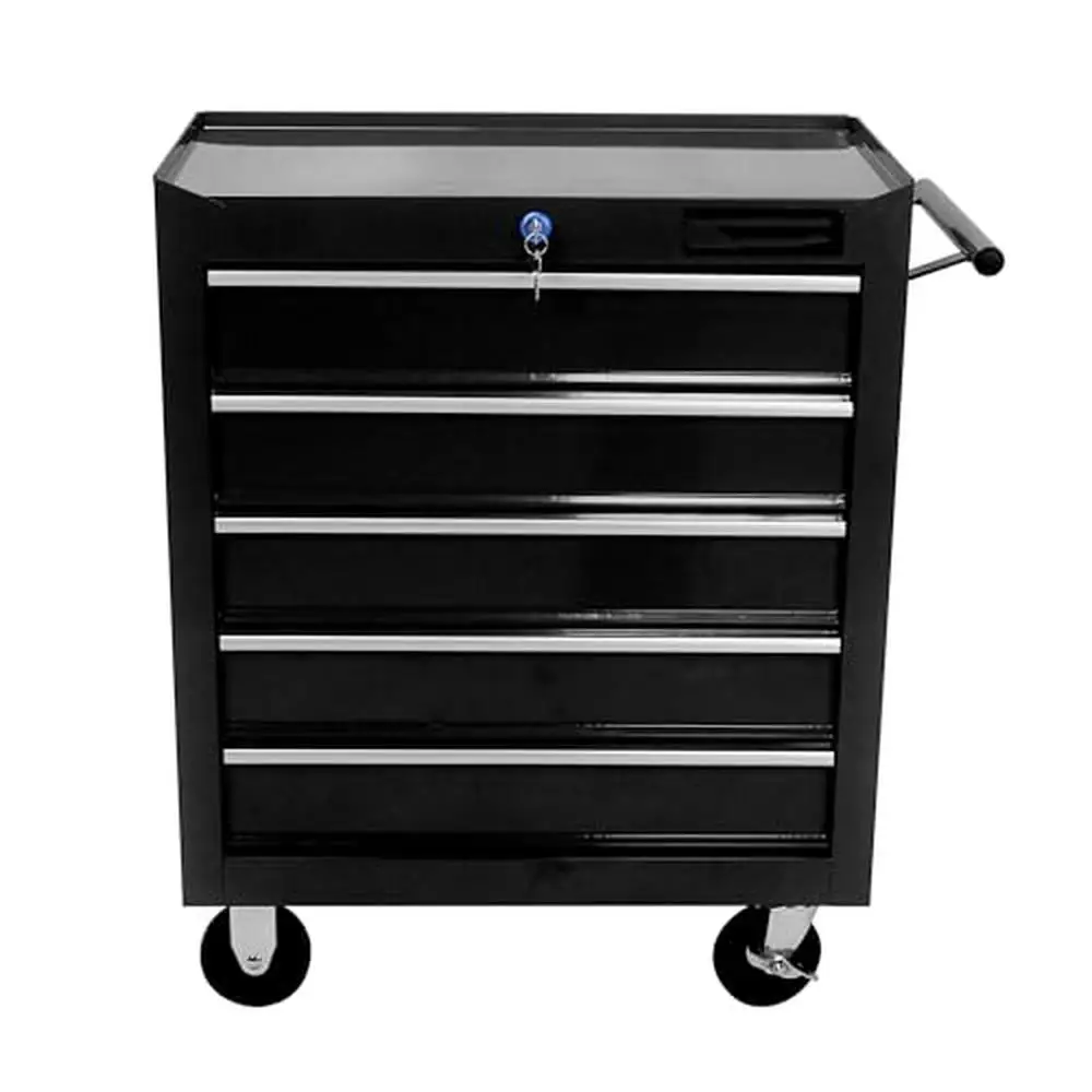 5-Drawer Rolling Tool Chest with Interlock System and Wheels Metal Tool Box Garage Warehouse Workshop Repair Shop Durable Steel