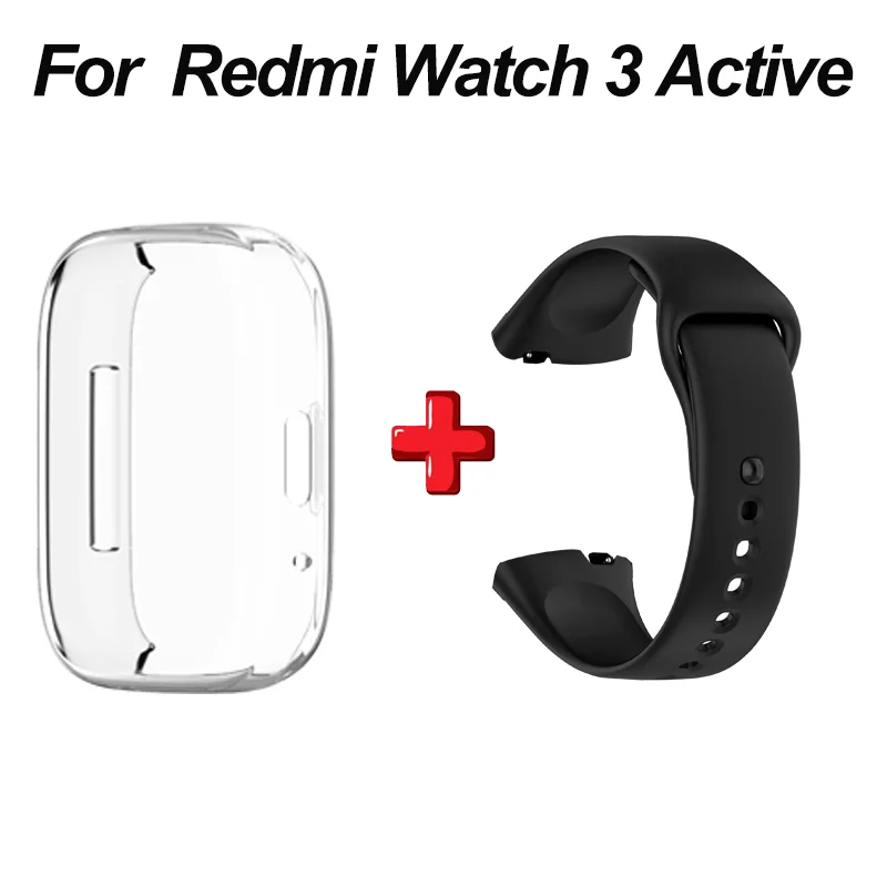 حافظة وحزام شفاف من البولي يورثين الحراري ، 2 في 1 ، حافظة واقية من السيليكون الناعم ، ممتص صدمات بحزام متوافق مع ساعة Redmi 3 Active #2