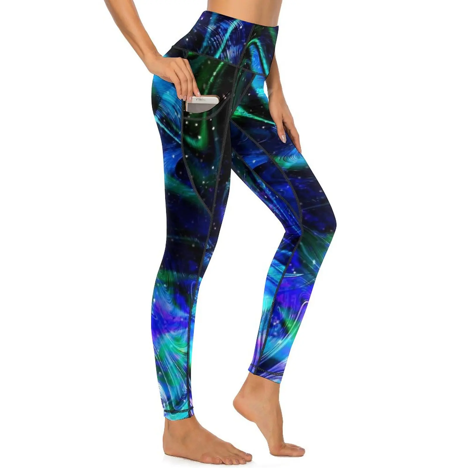 Contrast Color Leggings Swirls Print Running Yoga Pants Push Up Fashion Leggins Stretchy Graphic Sports Tights Gift