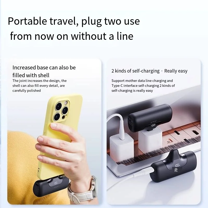 Newly upgraded iWALK Capsule Power Bank - 22.5W fast charging, wireless charging, mini and ultra-portable, 5500mAh capacity