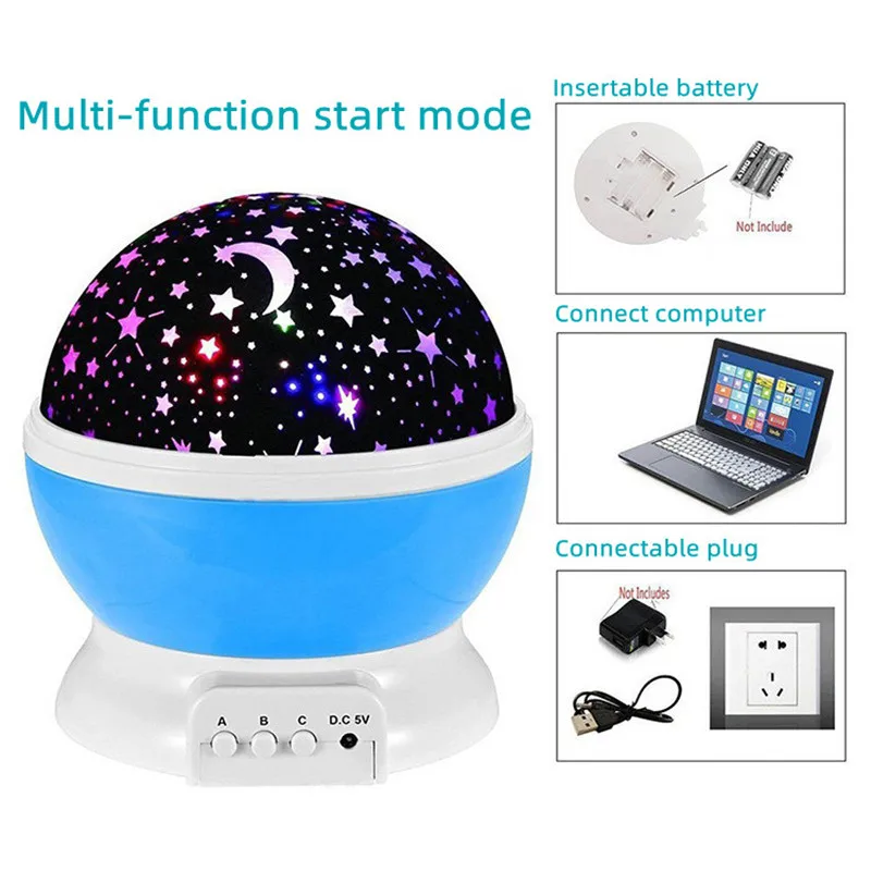 Galaxy Projector LED Starry Sky Rotating Night Light Planetarium Children Bedroom Star Night Lights Nebula Moon Light Kids Gifts