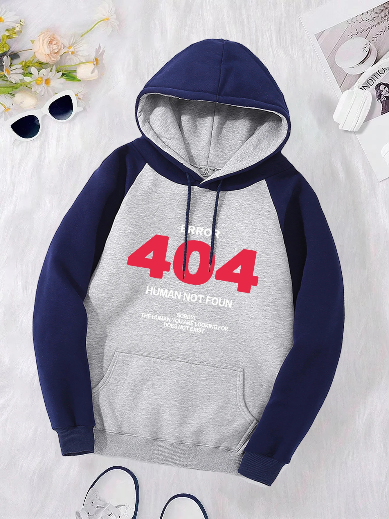 Error 404 Human Not Found Design Women Raglan Hoodies All-Match Comics Hoody Fleece Casual Clothes Street Hip Hop Pullover