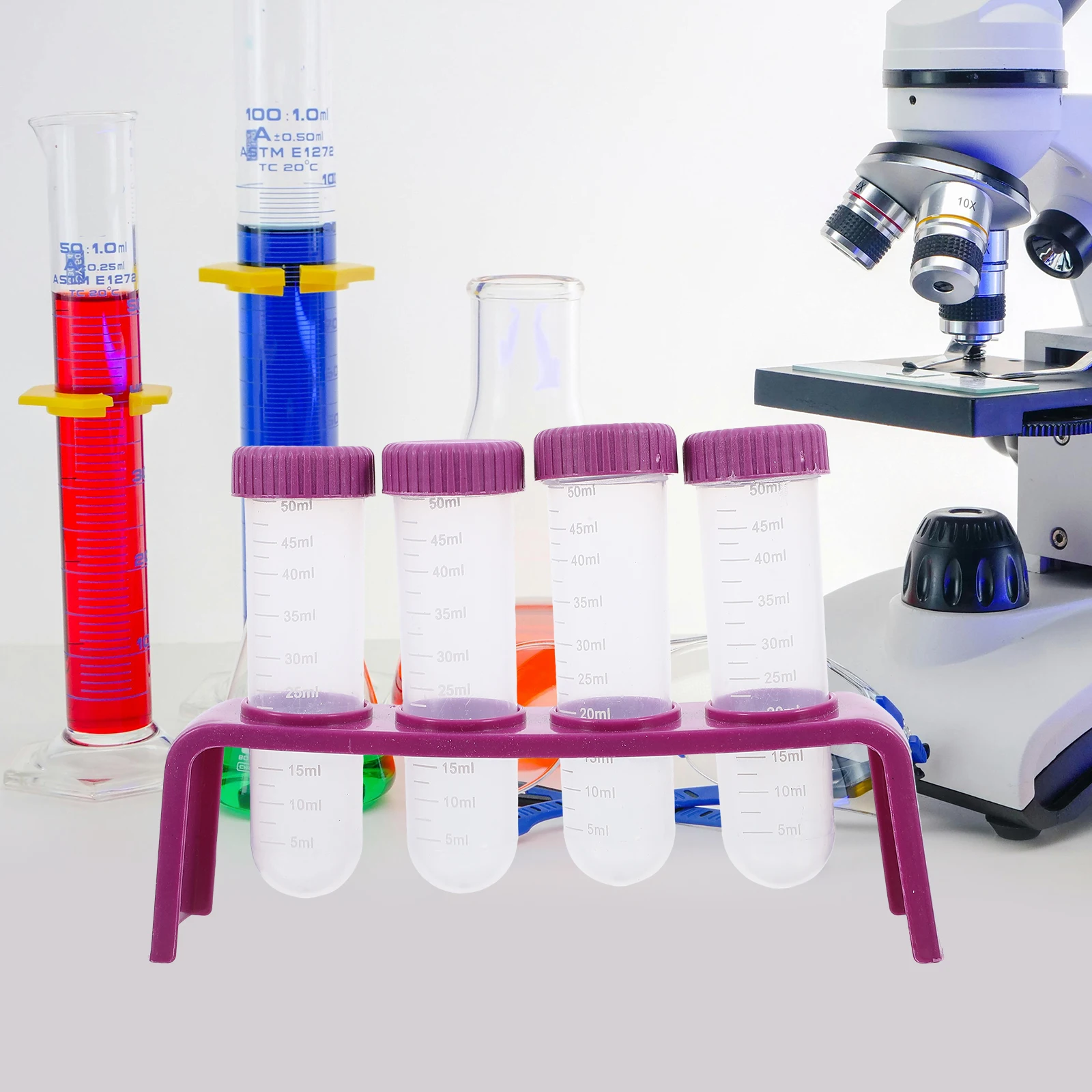 

1 set 1 Set 4-Hole Laboratory Test Tube With Graduated Tubes Science Experiment Kit For Lab Accessory Rack Storage Organizer