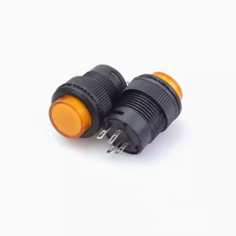 2pcs 16mm R16-503 Self-locking Momentary Round Button Switch With Light 4PIN 3A 250V