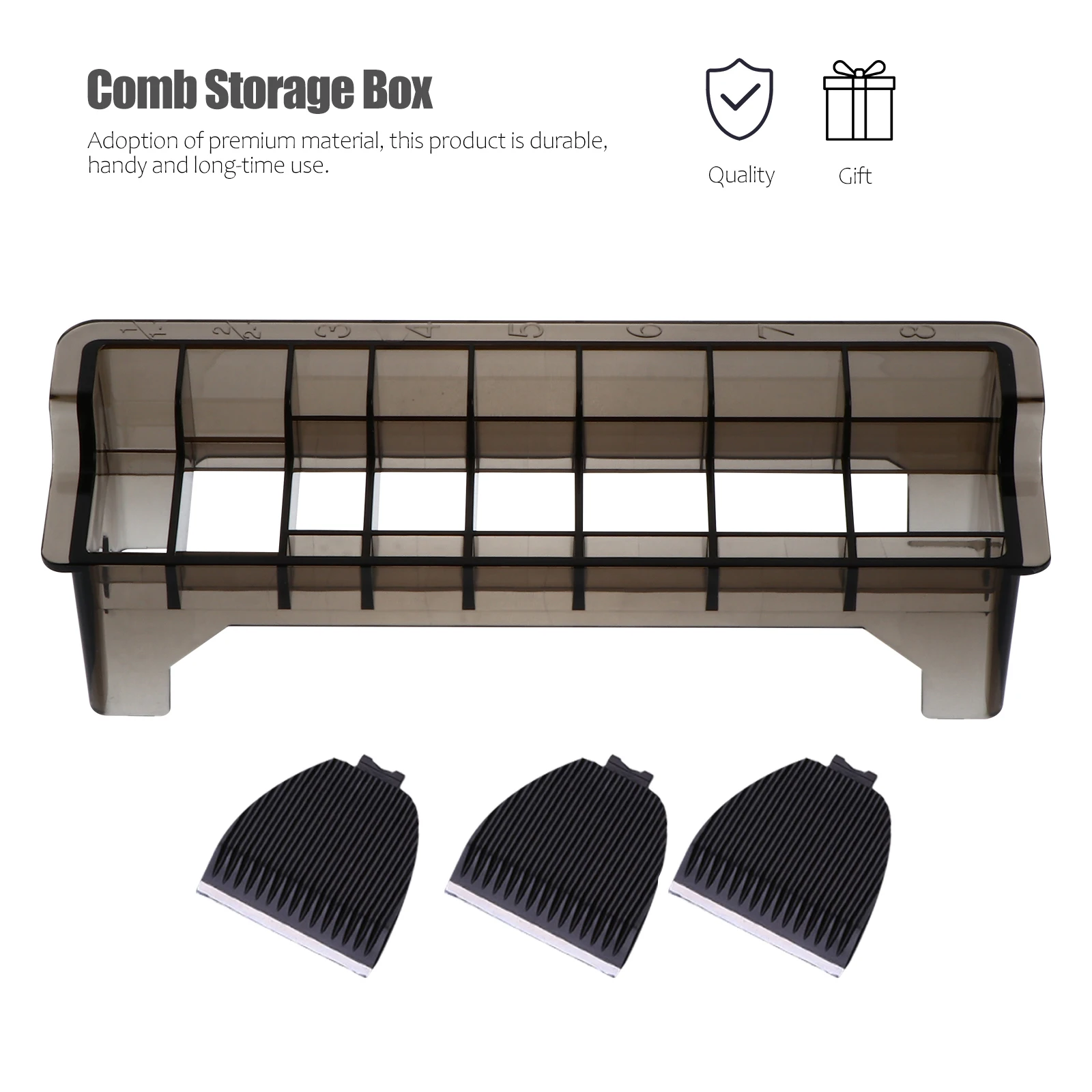 

8 Limit Comb Durable Storage Container Transparent Design Storage Box Hair Guide Clipper Guide Comb Box ganizer Grey