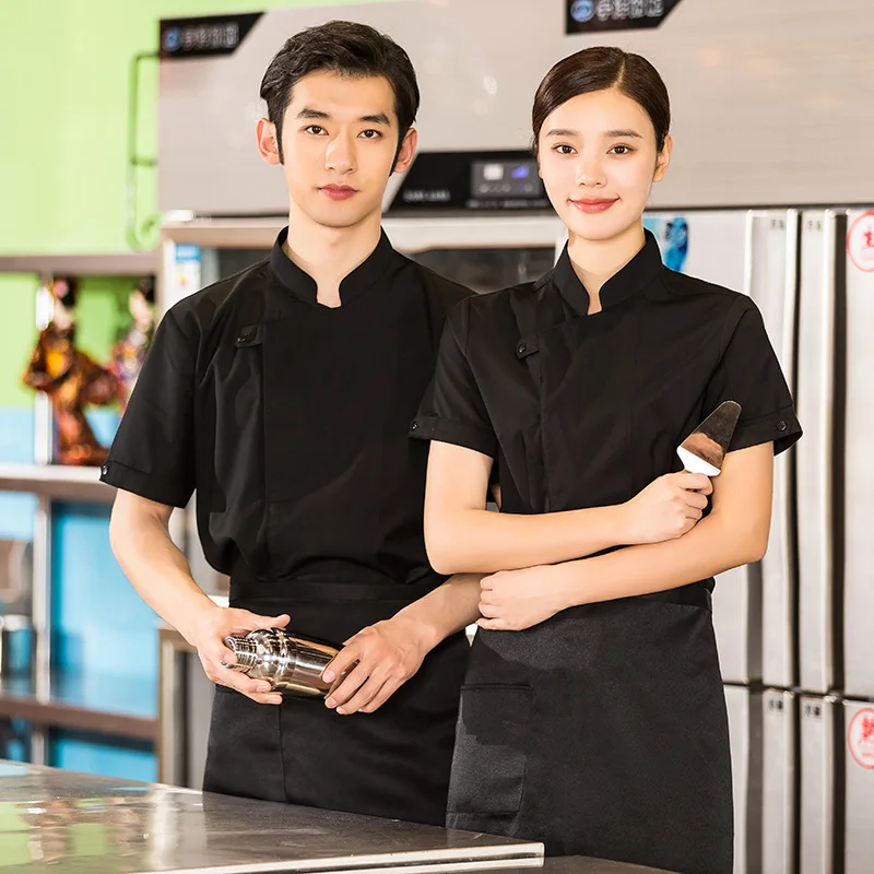 Chef Uniform ฤดูร้อนสไตล์จีน Breathable ห้องครัวสไตล์จีนแผ่นเคสผ้าเชฟ Chef Overalls ผู้ชาย Dining ฤดูร้อน Clot