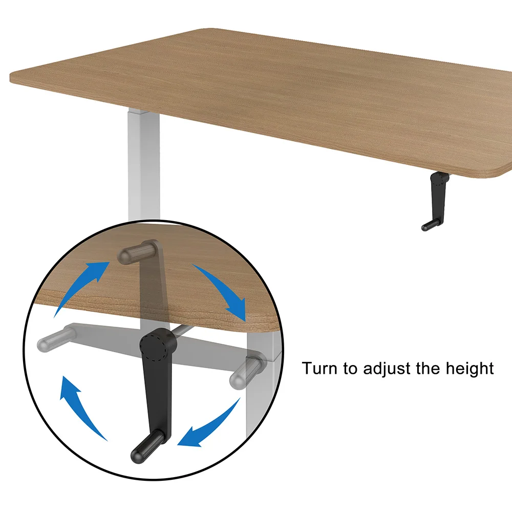 High Quality Hand Crank Manual Table Rocker Height Adjustable Manual Desk With 2 Lifting Columns