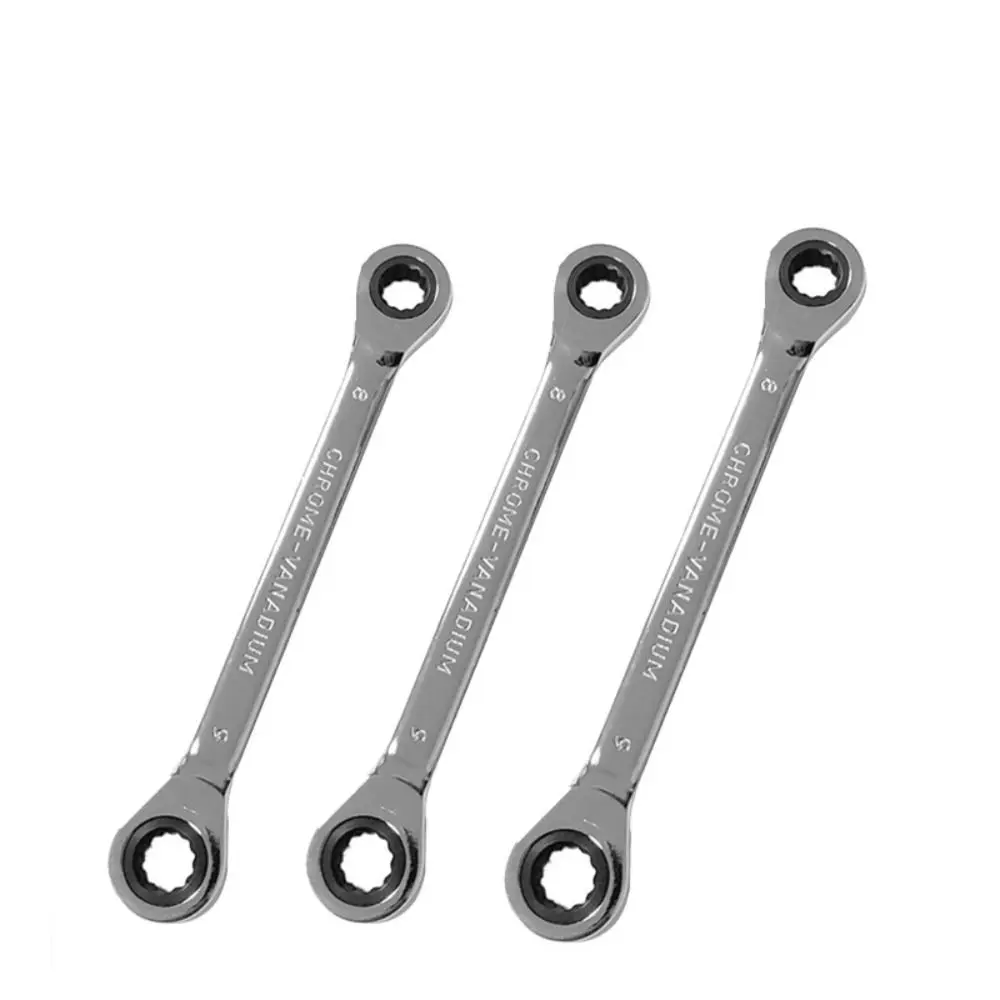 Double Head Ring Ratchet Wrench 8/9/10/11/12/13/14/15/16/17/18/19mm Chrome Vanadium Steel Ratchet Spanner Set Auto Repair Tools