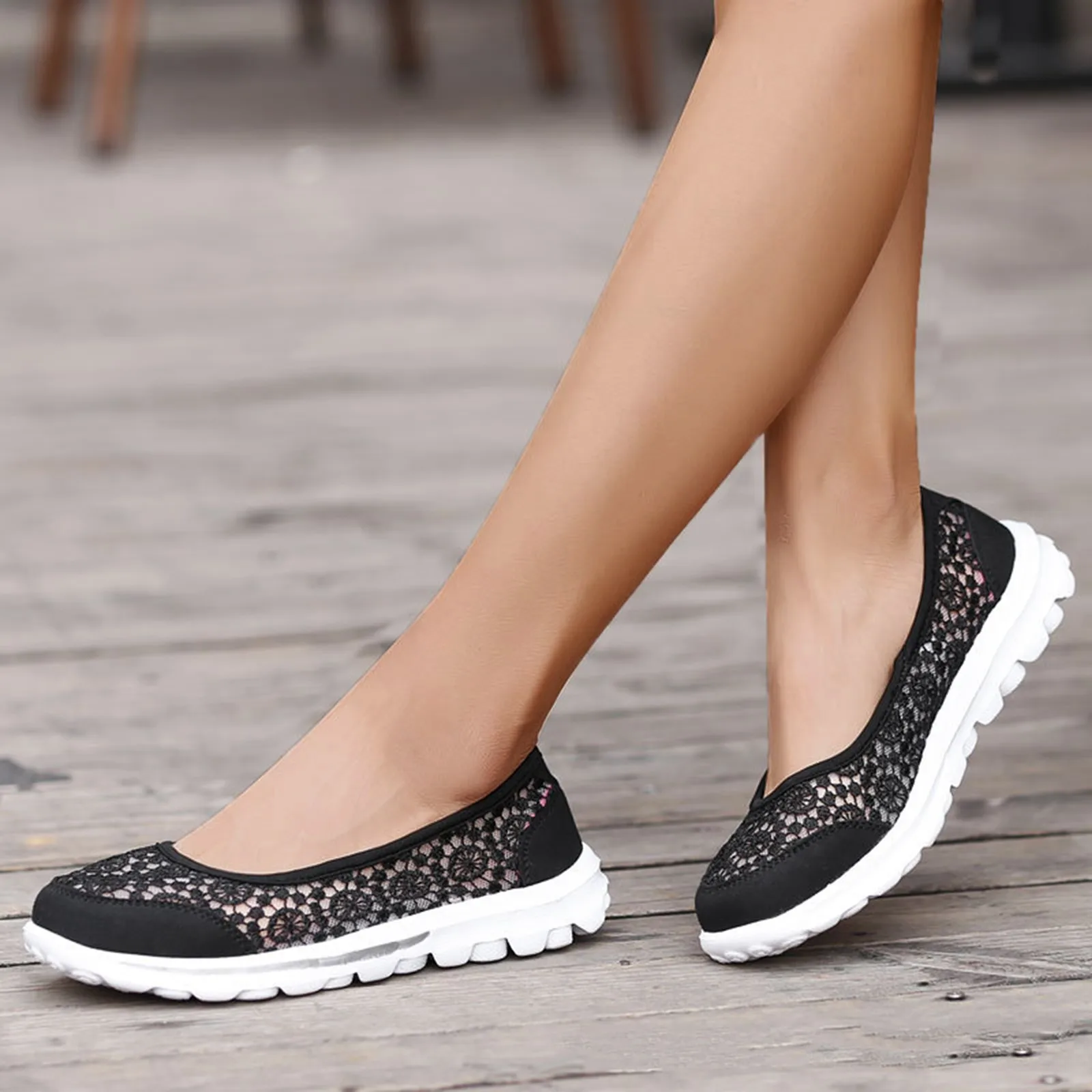 Women Breathable Shoes Summer Shallow Slip On Lightweight Mesh Work Shoes Sporty Breathable Comfortable Lace Sneakers New