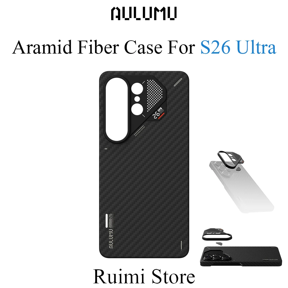 Étui en fibre d'aramide AULUMU S26 Ultra, ultra-fin, magnétique, antichoc, pour S26 Ultra