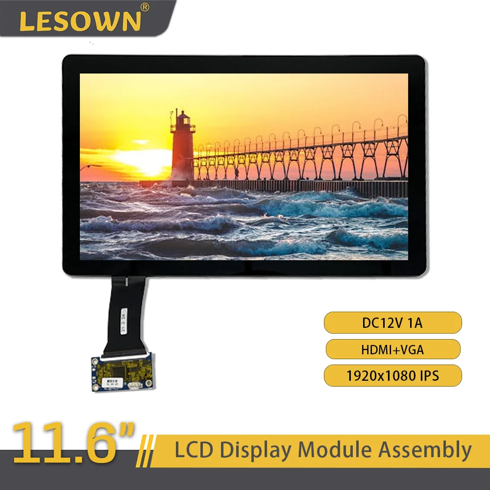 

ЖК-дисплей LESOWN FHD 1920x108 0 IPS, сенсорный экран в сборе, 11,6 дюйма, HDMI, VGA, eDP, широкоформатный модуль на 30 контактов для ноутбуков и ПК