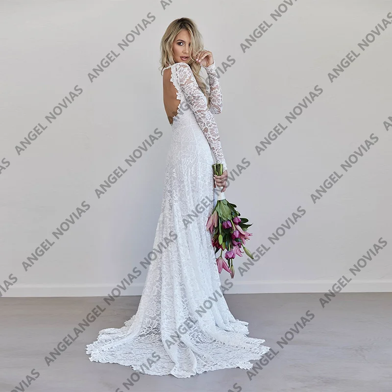 Robe De mariée longue en dentelle, dos nu, style Boho, Sexy, pour la plage, 2026