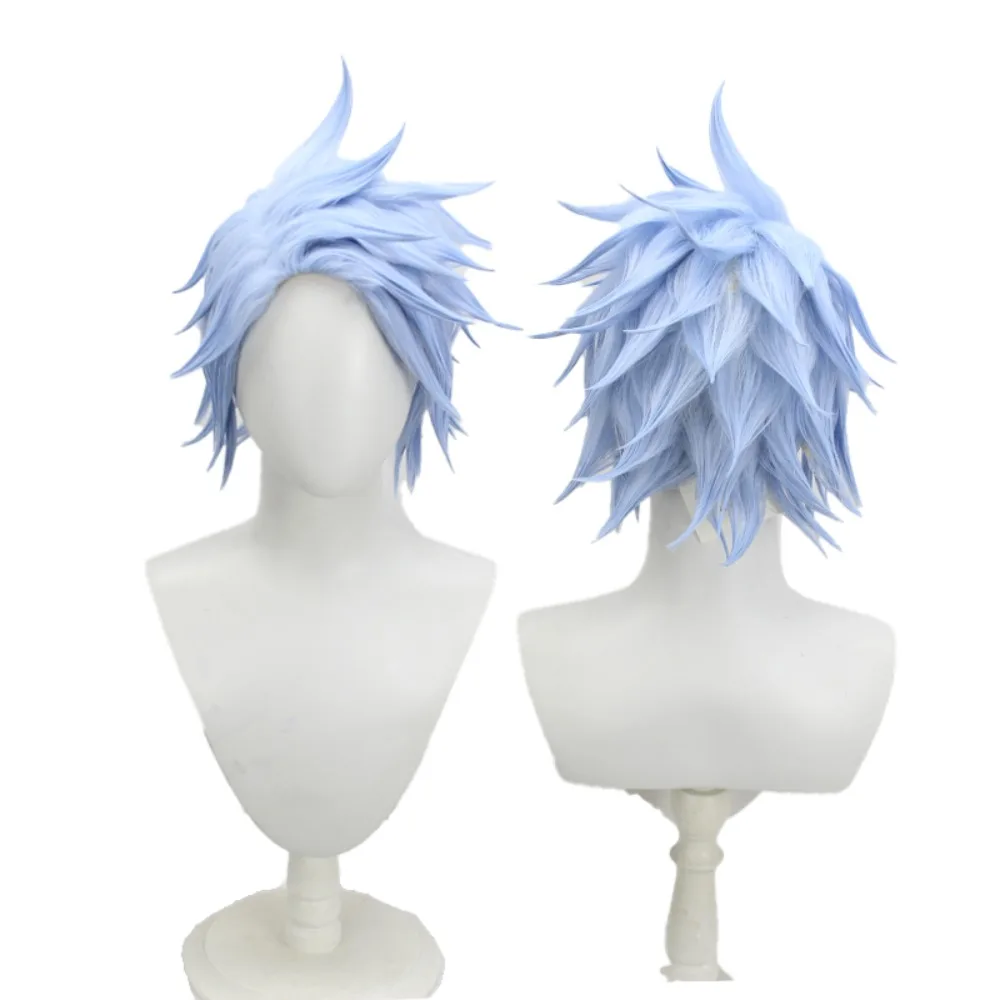 

Space Clown Cosplay Wig Pre Styled Spiked Up Short Hair in Blue White Color