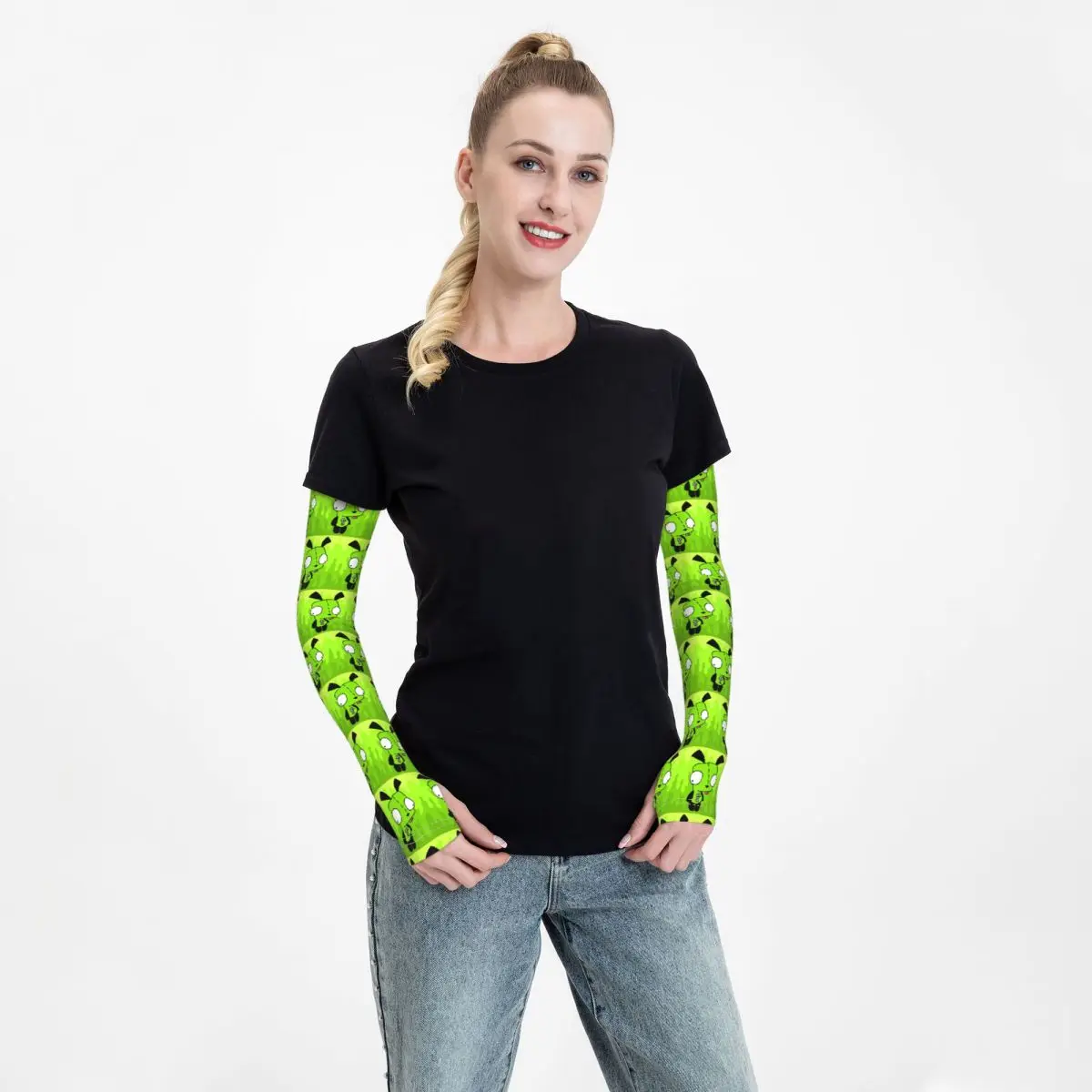 Invader Zim Outdoor Arm Sleeves Sun UV Protection Cover Summer Ice Silk Cycling Tattoo Sleeves