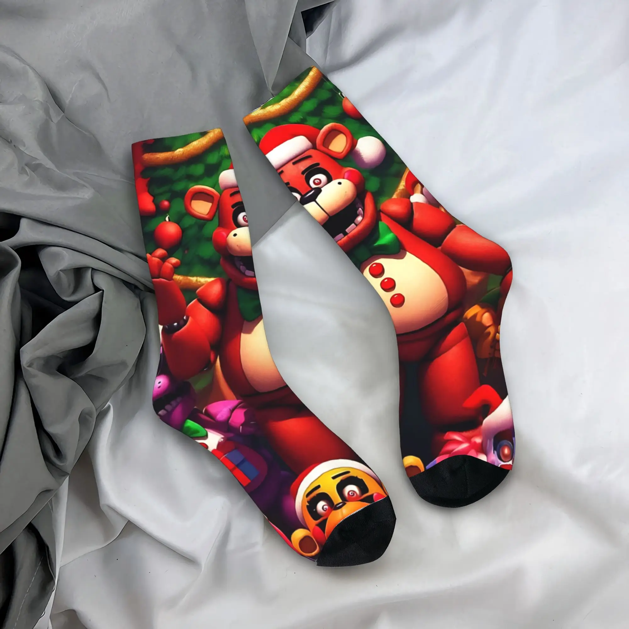 

Рождественские носки с аниматроником FNAF, модные чулки унисекс, мужские мягкие дышащие носки для бега, весенний дизайн, нескользящие носки