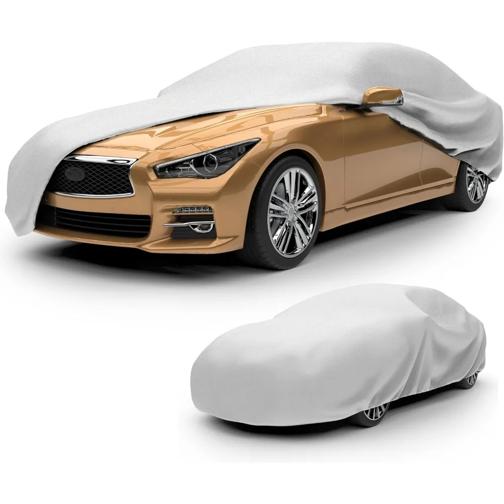 

Lightweight Car Cover for Full-Size Sedans, Dustproof Indoor Protection, Breathable Gray Fabric, Easy Fit up to 228 Inches