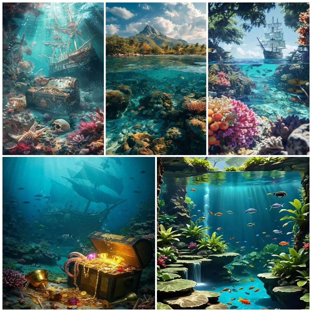 quebra-cabeca-de-navio-pirata-afundado-e-bau-de-tesouro-subaquatico-decoracao-de-parede-para-casa-com-tema-de-aventura-em-recifes-de-coral-tropicais