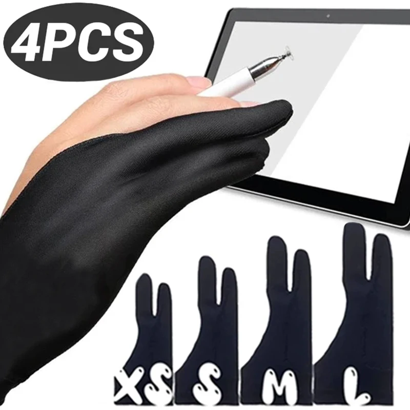 4-1Pcs Two-finger Painting Gloves Anti-touch Drawing Gloves for Ipad PC Tablet Digital Board Screen Drawing Anti-fouling Glove