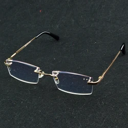 Clara Vida Rimless Diamond Cut Luxury Noble Men Titanium Alloy Reading Glasses +1 +1.5 +2 +2.5 +3 +3.5 +4